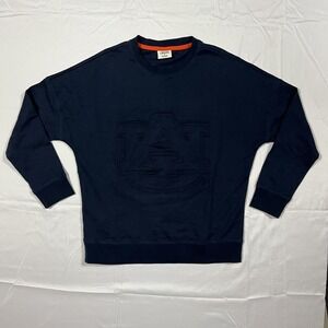 ES Auburn Tigers Women M Navy Cotton Crewneck Sweatshirt Embossed Logo NCAA